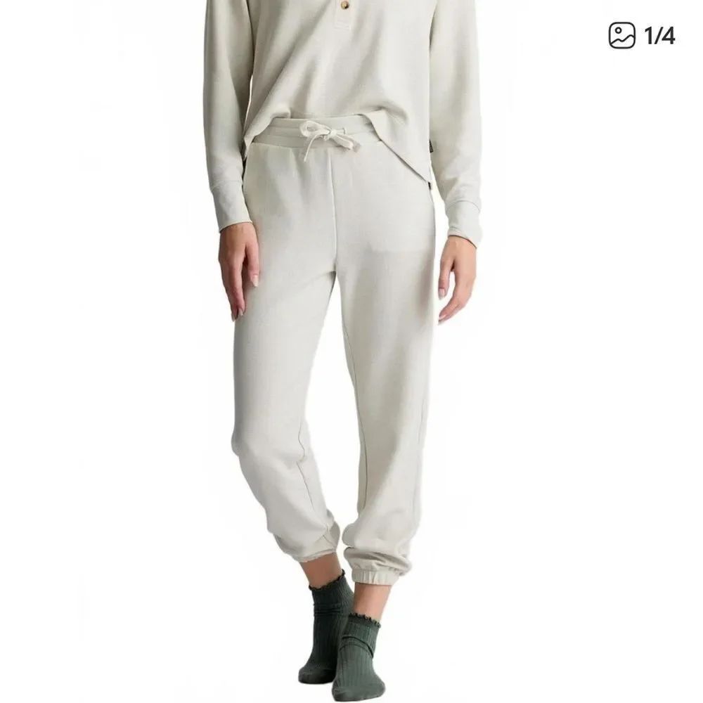 Free Fly Waffle Knit Jogger Beige Birch Womens Large